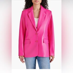 NWT Steve Madden Vibrant Pink Faux Leather Blazer